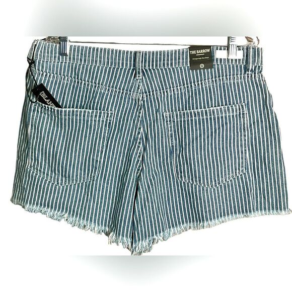 Blank NYC The Barrow Vintage High Rise Shorts Fray Hem Blue and White Preppy 33 - Picture 6 of 8